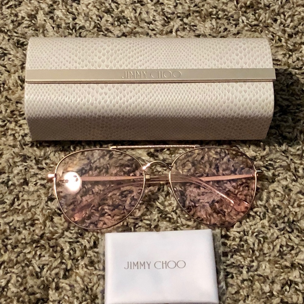 JIMMY CHOO Pink Abbiegs Aviator Stainless Steel 🕶 - Picture 2 of 9